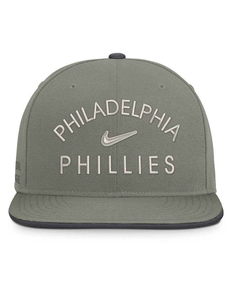 Nike Men's Olive Philadelphia Phillies Pro Dri-fit Snapback Hat