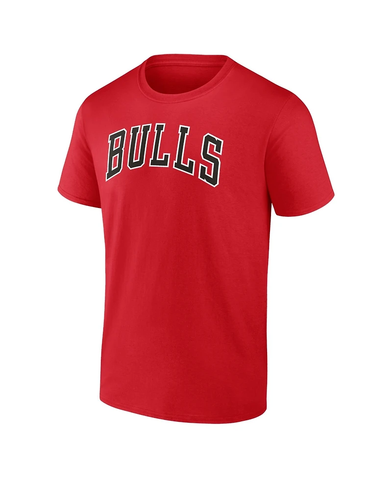 Logo Athletic Men's Red Chicago Bulls Wordmark T-Shirt