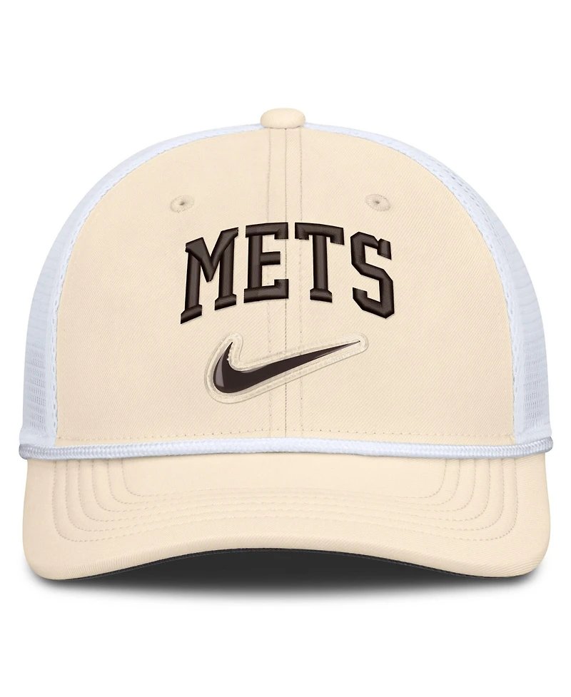 Nike Men's Natural/White New York Mets Rise Dri-fit Trucker Adjustable Hat