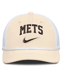 Nike Men's Natural/White New York Mets Rise Dri-fit Trucker Adjustable Hat