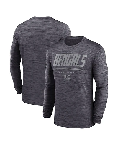 Nike Men's Black Cincinnati Bengals Sideline Offensive Transition Velocity Dri-fit Long Sleeve T-Shirt