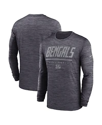 Nike Men's Black Cincinnati Bengals Sideline Offensive Transition Velocity Dri-fit Long Sleeve T-Shirt