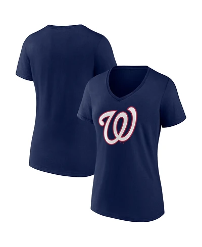 Logo Athletic Women's Navy Washington Nationals V-Neck T-Shirt