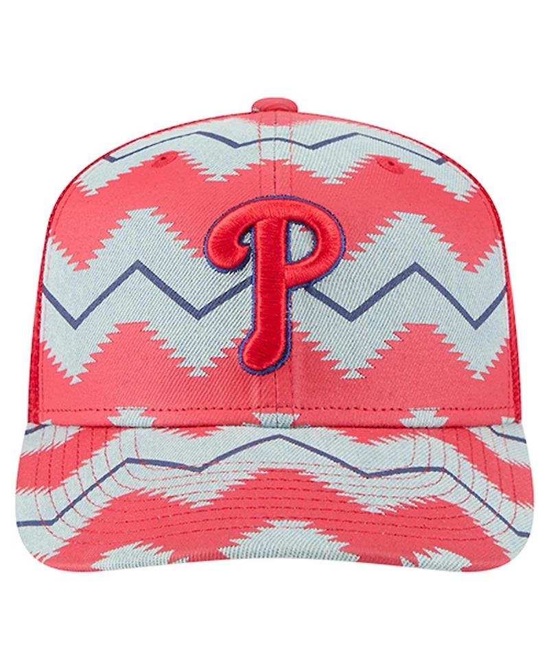 New Era Men's Denim/Red Philadelphia Phillies Aztec Denim 9SEVENTY Adjustable Hat