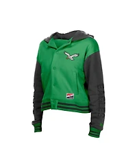 New Era Women's Kelly Green Philadelphia Eagles Throwback Full-Snap Hooded Jacket