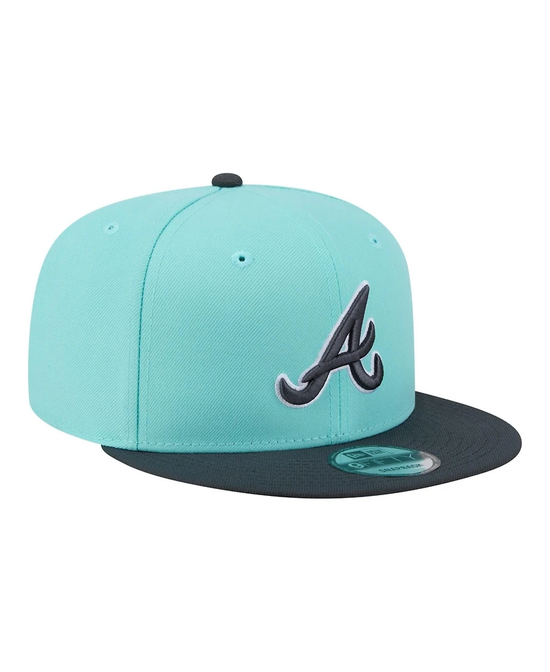 New Era Men's Turquoise/Charcoal Atlanta Braves Two-Tone Color Pack 9FIFTY Snapback Hat