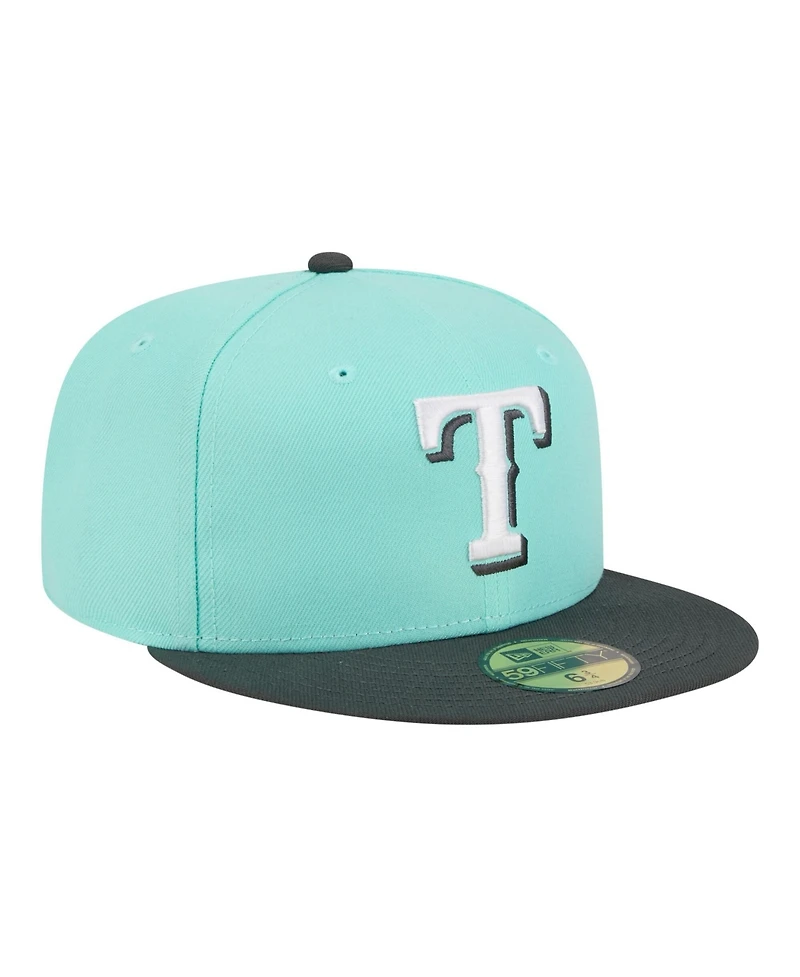 New Era Men's Turquoise/Charcoal Texas Rangers Two-Tone Color Pack 59FIFTY Fitted Hat
