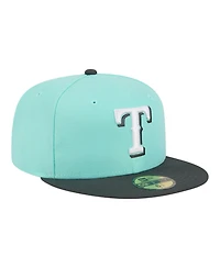 New Era Men's Turquoise/Charcoal Texas Rangers Two-Tone Color Pack 59FIFTY Fitted Hat
