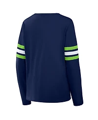 Fanatics Women's College Navy Seattle Seahawks Team First Coverage Scheme Lace-Up Long Sleeve T-Shirt