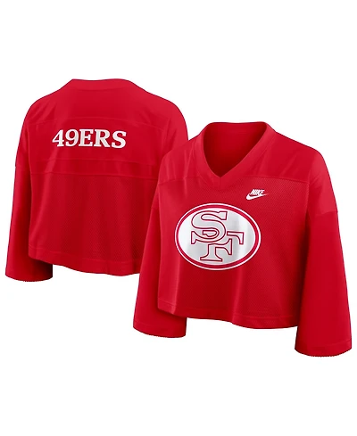 Nike Women's Scarlet San Francisco 49ers Rewind Cropped Mesh Dri-fit Fashion Jersey