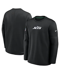 Nike Men's Black New York Jets Sideline Coaches Team Present Midweight Therma-fit Sweatshirt