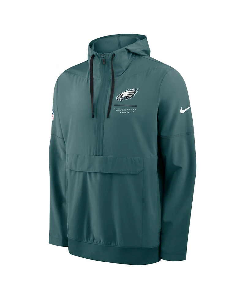 Nike Men's Midnight Green Philadelphia Eagles Sideline Logo Glory Anorak Half-Zip Hoodie