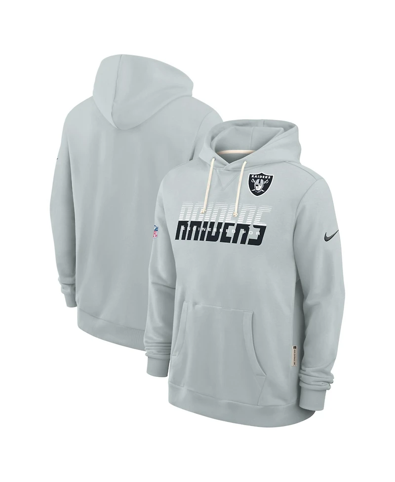 Nike Men's Silver Las Vegas Raiders Sideline Standard Issue Top Prospect Dri-fit Hoodie
