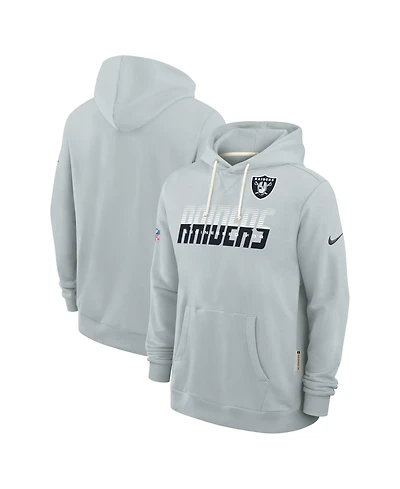 Nike Men's Silver Las Vegas Raiders Sideline Standard Issue Top Prospect Dri-fit Hoodie