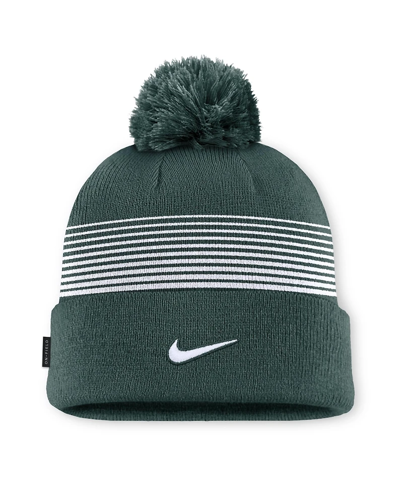 Nike Men's and Women's Forest Green Michigan State Spartans 2026 On-Field Cuffed Knit Pom Hat