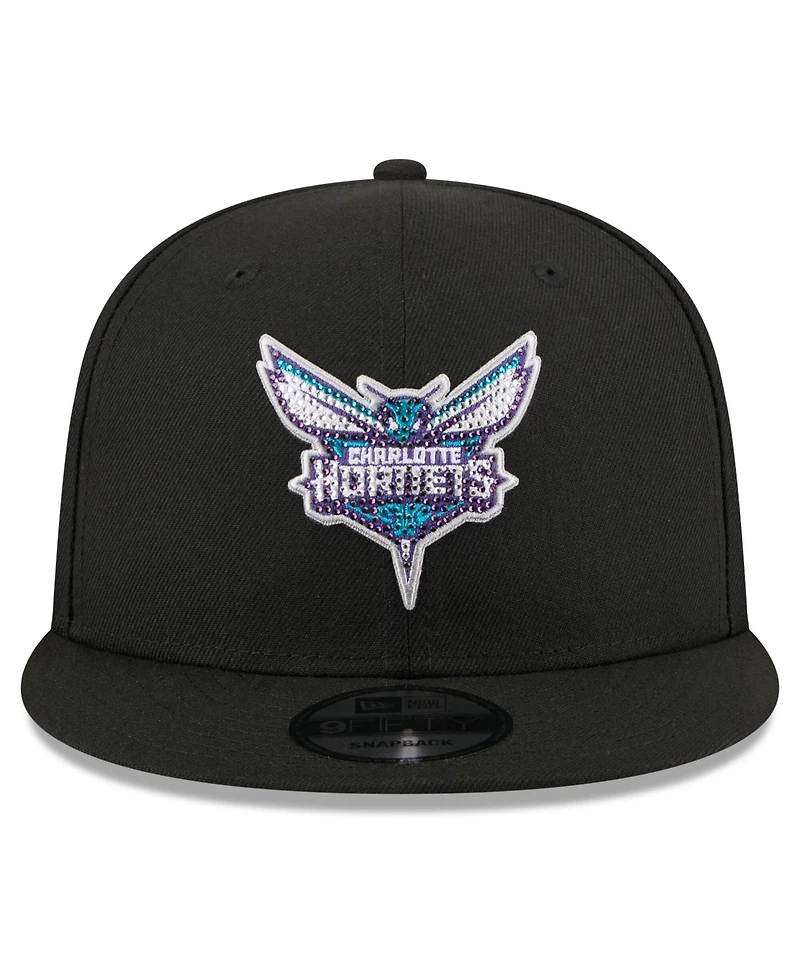 New Era Men's Black Charlotte Hornets 2026 Nba Draft Crystal 9FIFTY Snapback Hat