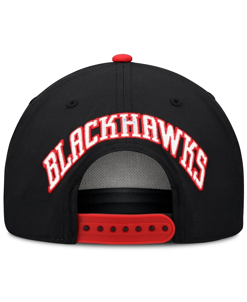 Fanatics Men's Black Chicago Blackhawks On Stage Podium A-Frame Adjustable Hat