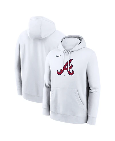 Nike Men's White Atlanta Braves Logo Club Hoodie