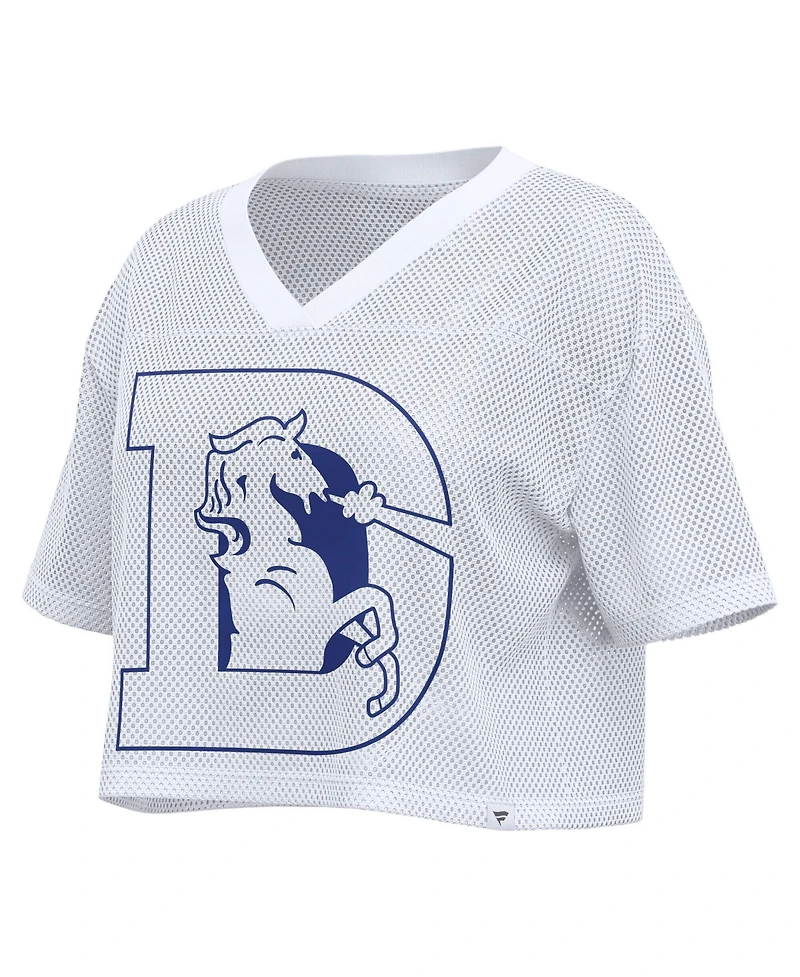 Fanatics Women's White Denver Broncos Oversized Mesh Cropped V-Neck Jersey