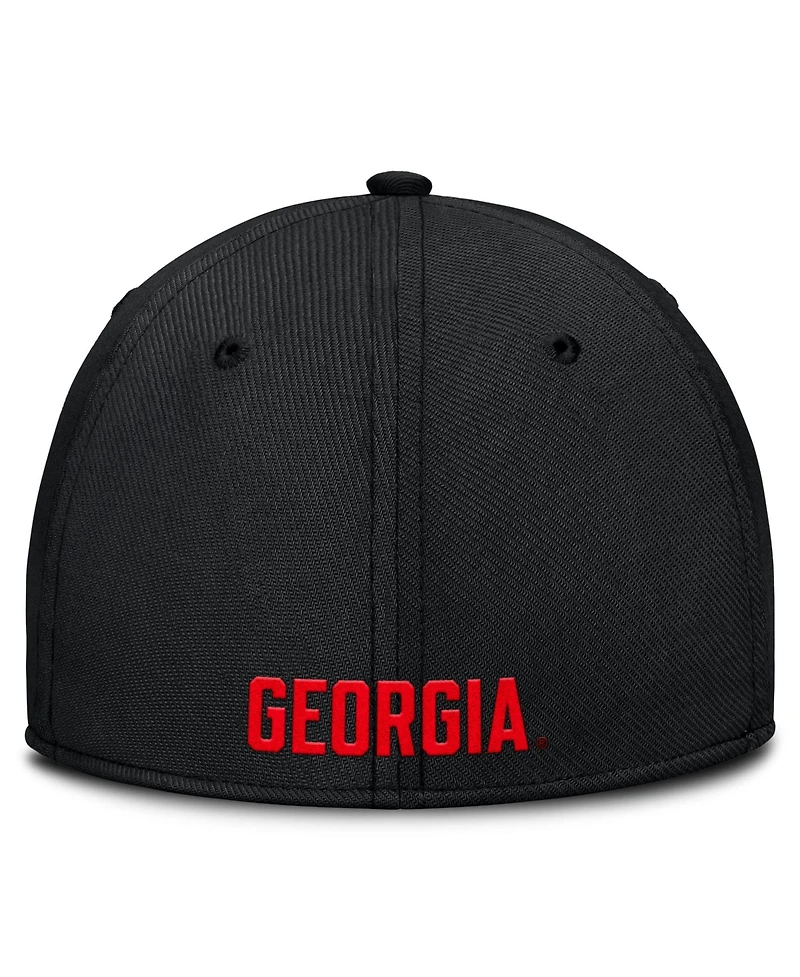 Nike Men's Black Georgia Bulldogs Rise Swoosh Dri-fit Flex Hat