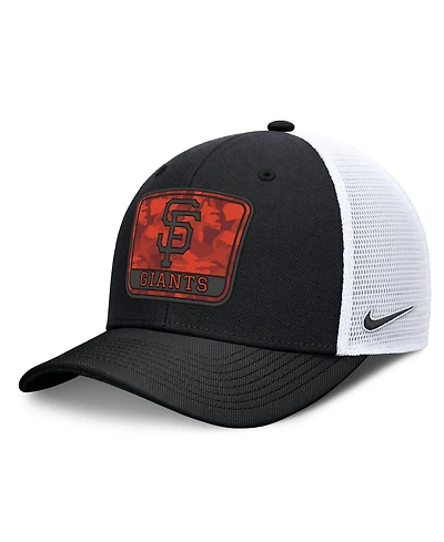 Nike Men's Black/White San Francisco Giants Camo Rise Trucker Dri-fit Adjustable Hat