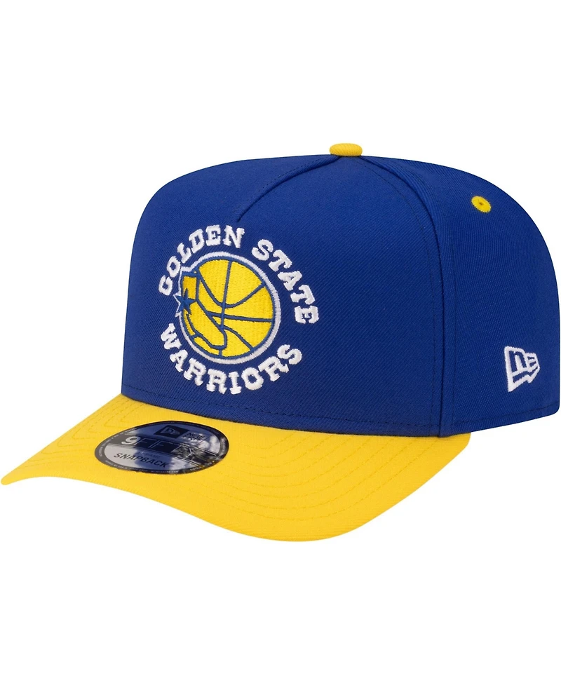 New Era Men's Royal/Gold Golden State Warriors 80s Throwback A-Frame 9FIFTY Snapback Hat