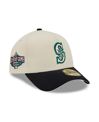 New Era Men's Cream Seattle Mariners Chrome A-Frame 59FORTY Fitted Hat
