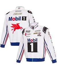 Jh Design Men's White Christopher Bell 2026 Mobil #1 Full-Snap Twill Racing Jacket