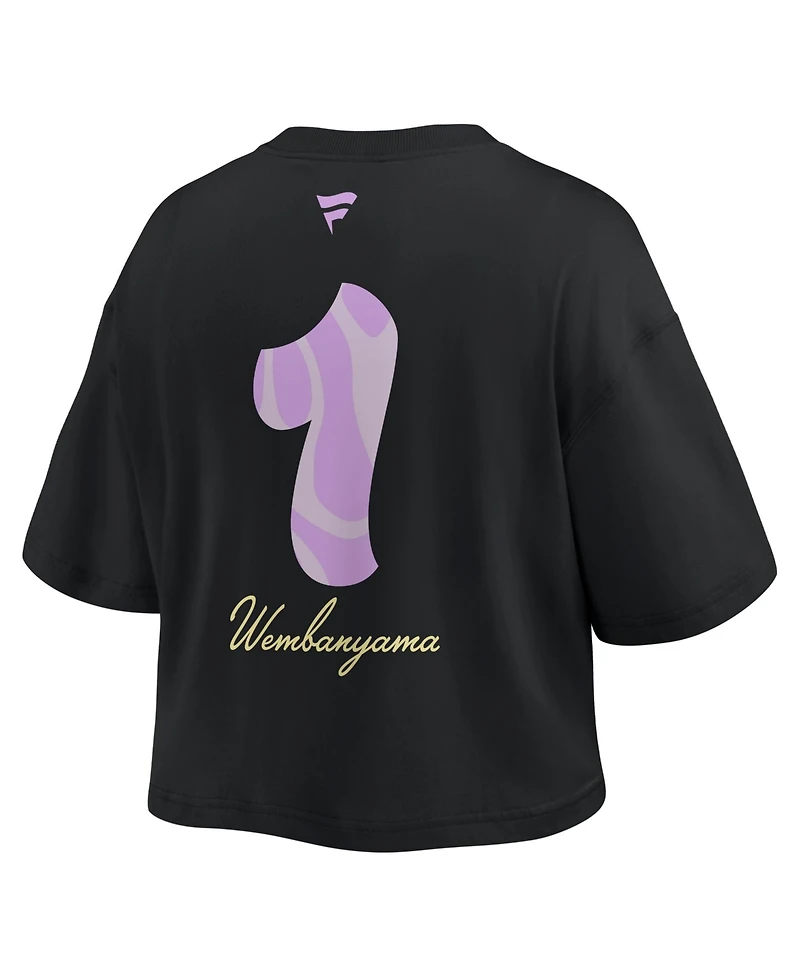 Fanatics Women's Victor Wembanyama Black San Antonio Spurs Name & Number Cropped Top