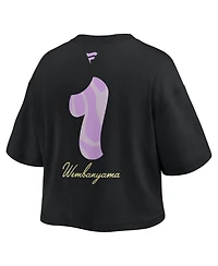 Fanatics Women's Victor Wembanyama Black San Antonio Spurs Name & Number Cropped Top