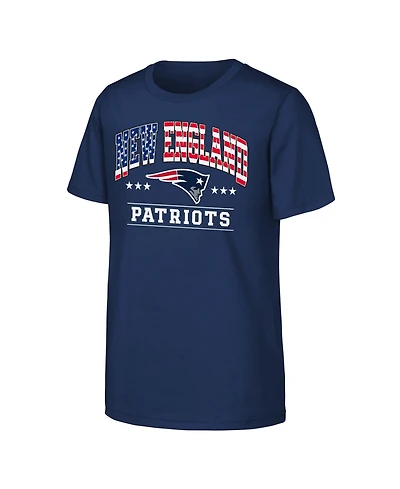 Nfl Big Boys and Girls Navy New England Patriots Americana Arch T-Shirt