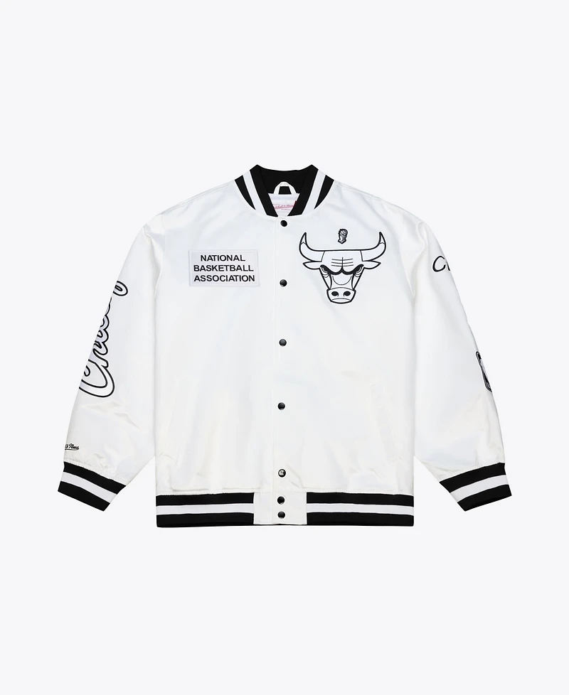 Mitchell & Ness Men's White Chicago Bulls Arctic Lightweight Full-Snap Satin Jacket