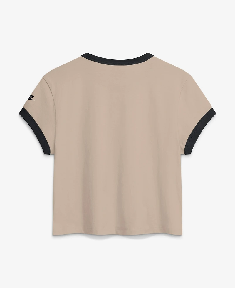 Nike Women's Beige Pittsburgh Steelers Rewind Ringer Mod Cropped T-Shirt
