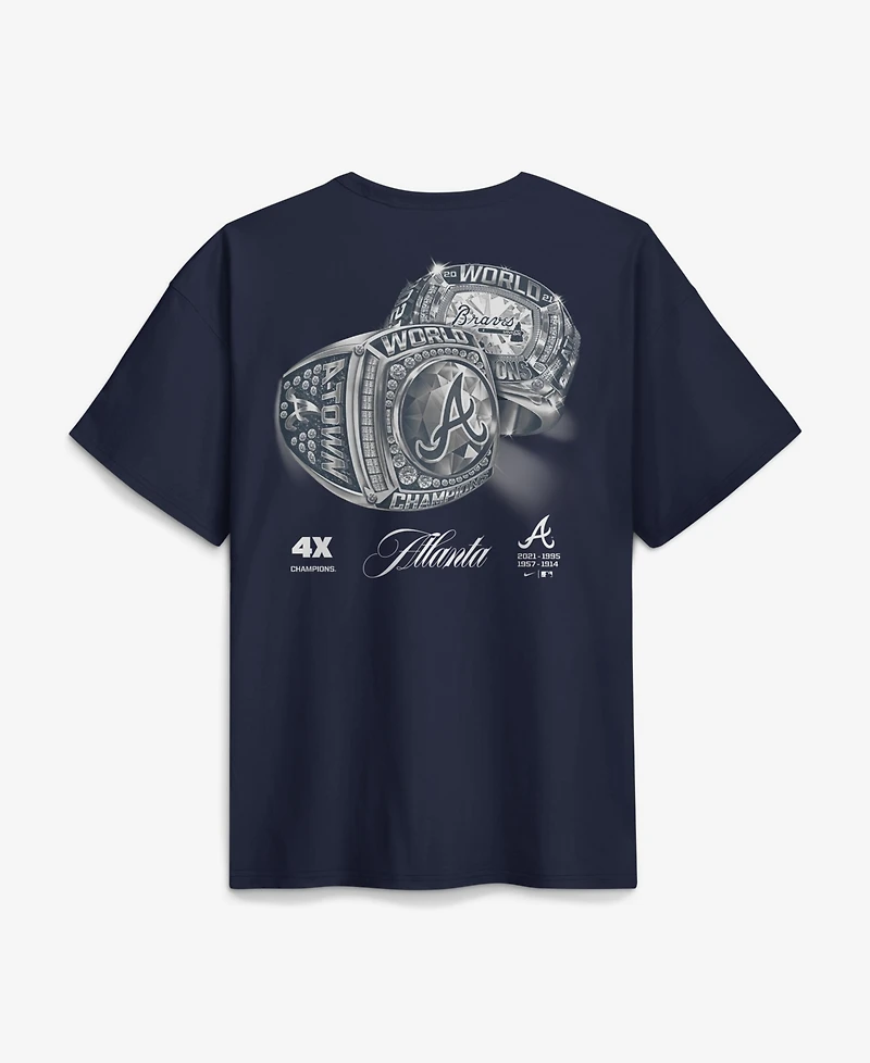 Nike Women's Navy Atlanta Braves 4x Champions Ring Boxy T-Shirt