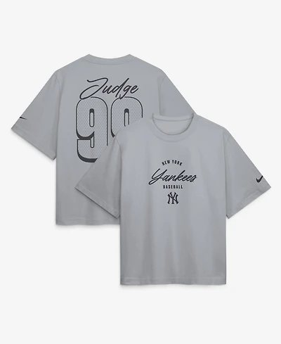 Nike Women's Aaron Judge Gray New York Yankees Premium Essentials Boxy Name & Number T-Shirt