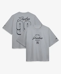Nike Women's Aaron Judge Gray New York Yankees Premium Essentials Boxy Name & Number T-Shirt