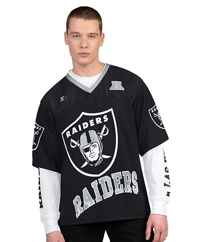 Starter Men's 2-Pack Black/White Las Vegas Raiders Short Sleeve Long Combo Pack T-Shirt