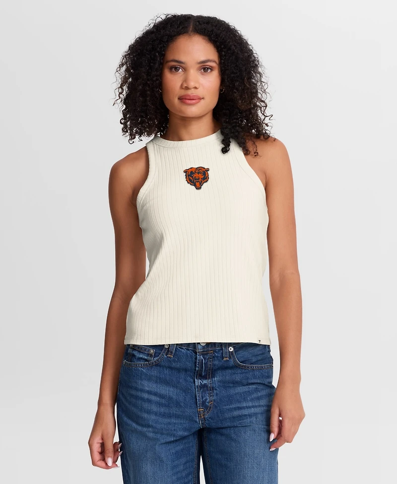 Fanatics Women's Cream Chicago Bears Star Play Tri-Blend Ribbed Tank Top