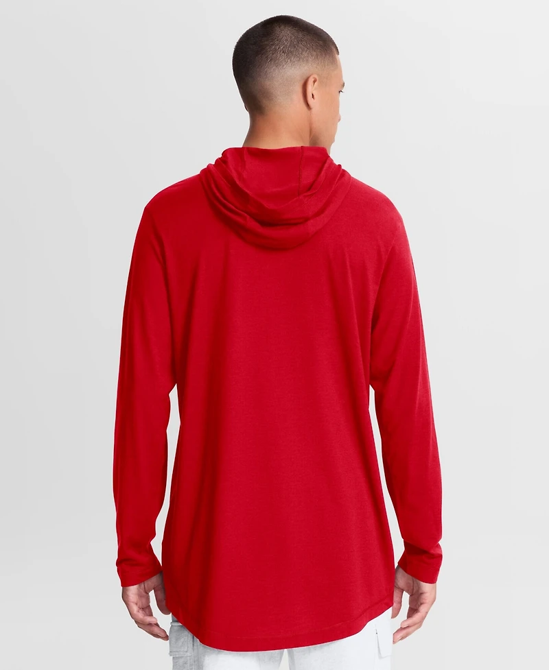 Nike Men's Scarlet Ohio State Buckeyes Primetime Arch Tri-Blend Dri-fit Long Sleeve Hooded T-Shirt