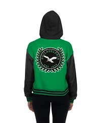 New Era Women's Kelly Green Philadelphia Eagles Throwback Full-Snap Hooded Jacket