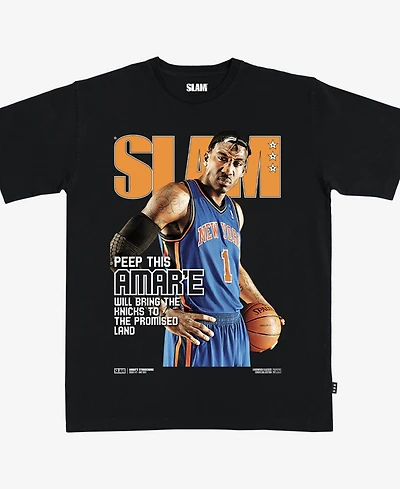Slam Men's and Women's Amar'e Stoudemire Black New York Knicks Hardwood Classics Cover T-Shirt