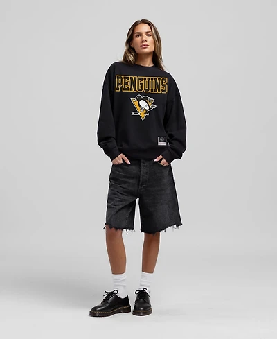 Mitchell & Ness Women's Black Pittsburgh Penguins Core Oversized Sweatshirt