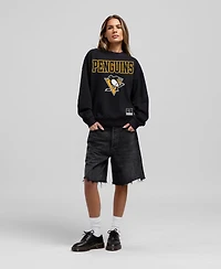 Mitchell & Ness Women's Black Pittsburgh Penguins Core Oversized Sweatshirt