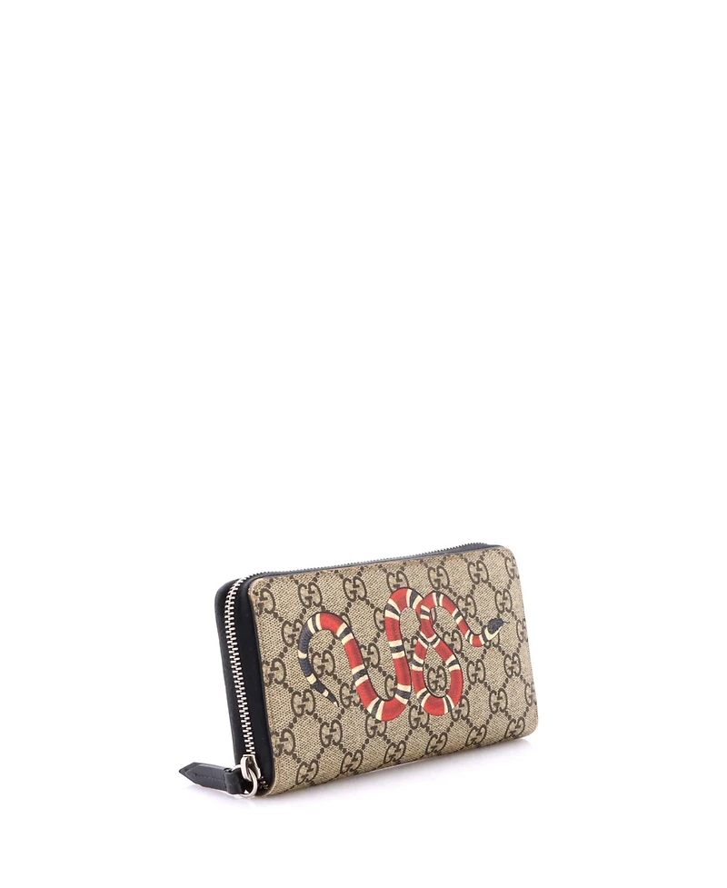 Pre-Owned Gucci Zip Around Wallet Gg Coated Canvas with Applique
