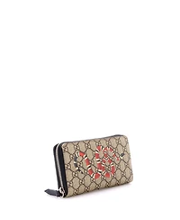 Pre-Owned Gucci Zip Around Wallet Gg Coated Canvas with Applique