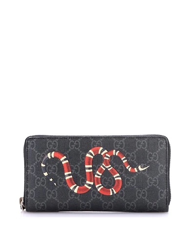 Pre-Owned Gucci Zip Around Wallet Printed Gg Coated Canvas
