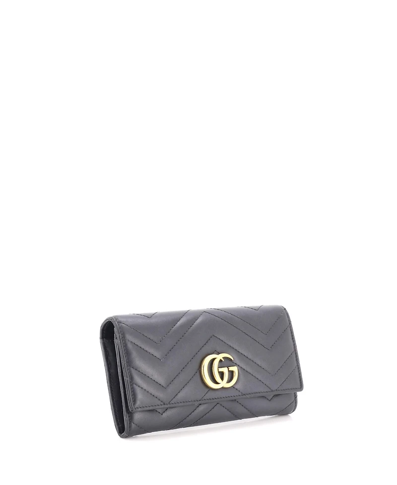 Pre-Owned Gucci Gg Marmont Continental Wallet Matelasse Leather