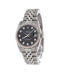 Pre-Owned Rolex Oyster Perpetual Datejust Automatic Watch in Stainless Steel and White Gold with Diamond Markers 31mm