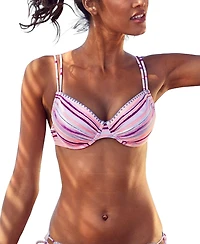 Lascana Women's Printed Crochet Underwire Bikini Swimsuit Top Bra Sizing