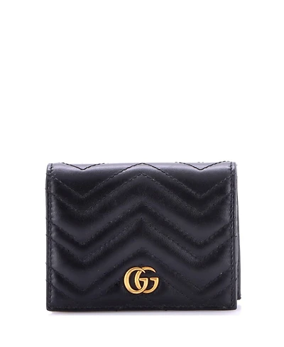 Pre-Owned Gucci Small Gg Marmont Bifold Wallet Matelasse Leather